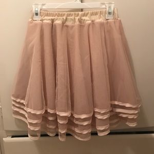 Blush colored layers tulle skirt