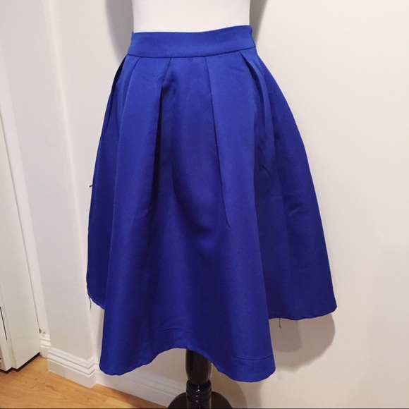 Dresses & Skirts - Cobalt Blue High waisted full skirt with pockets