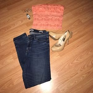 Peach Strapless Lace Top by Bebe