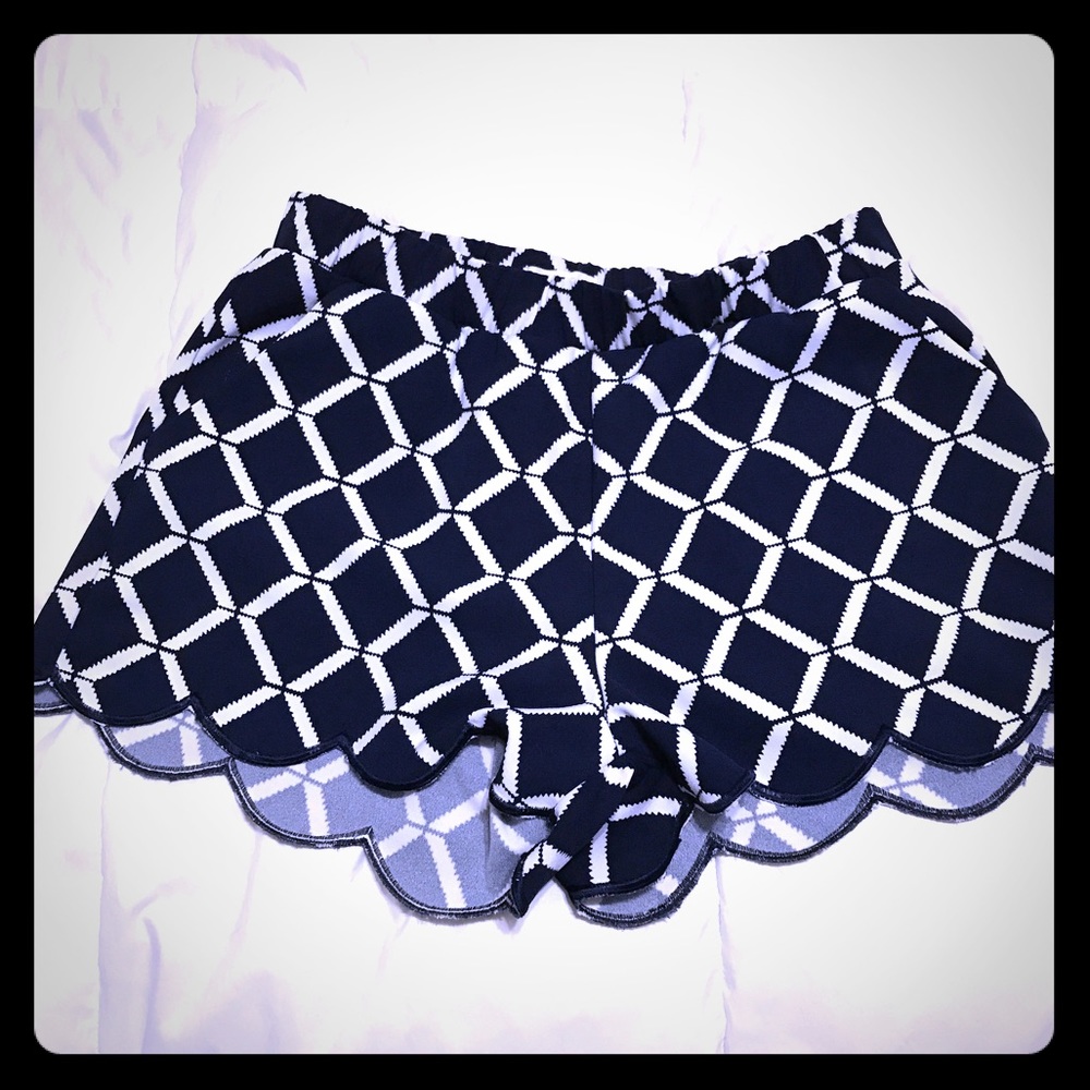 Scalloped Navy Shorts