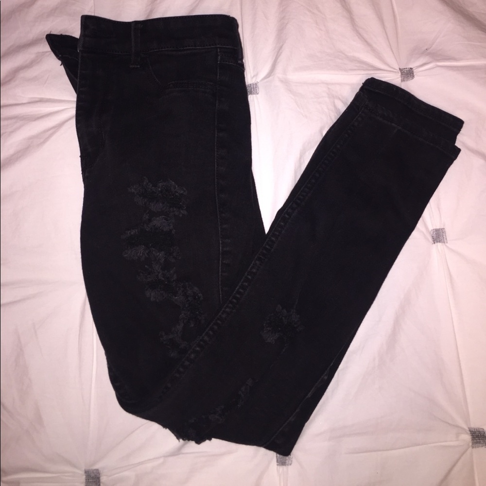 black ripped Hollister jeans
