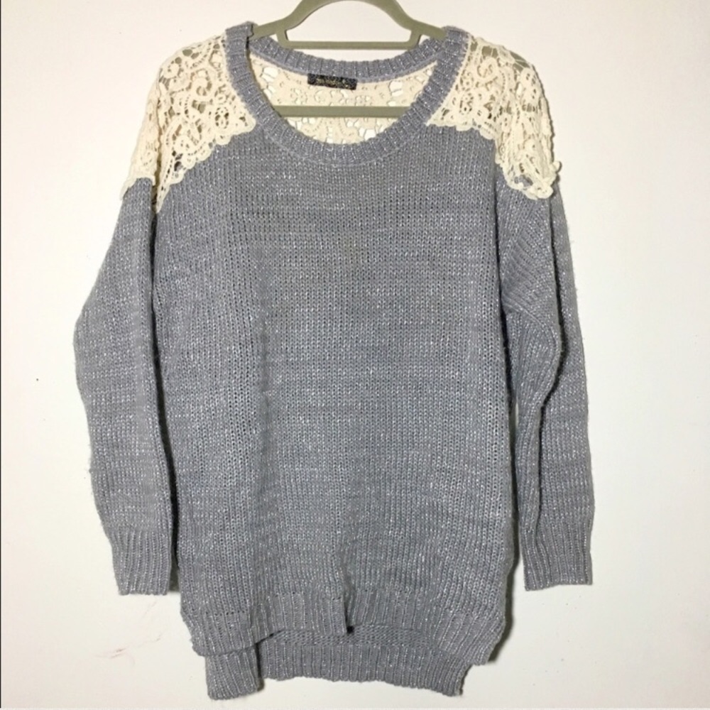 QED London crochet metallic tunic sweater M