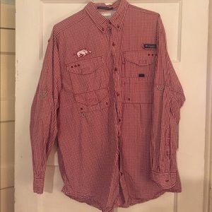 Plaid Arkansas Razorback long sleeve PFG Large