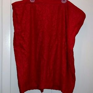 Lane Bryant Red Lace Pencil Skirt Size 24