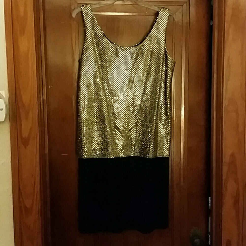 Patra petite black and gold dress size 8 petite