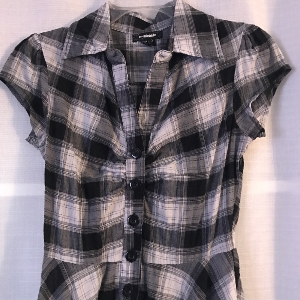 Hanker chief style plaid dress - Picture 2 of 4