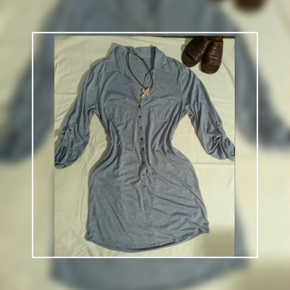 Dresses & Skirts - Light blue button down t shirt dress