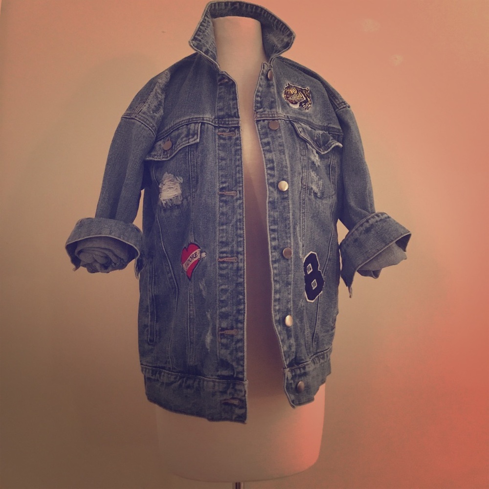 Denim patch jacket. Never worn.