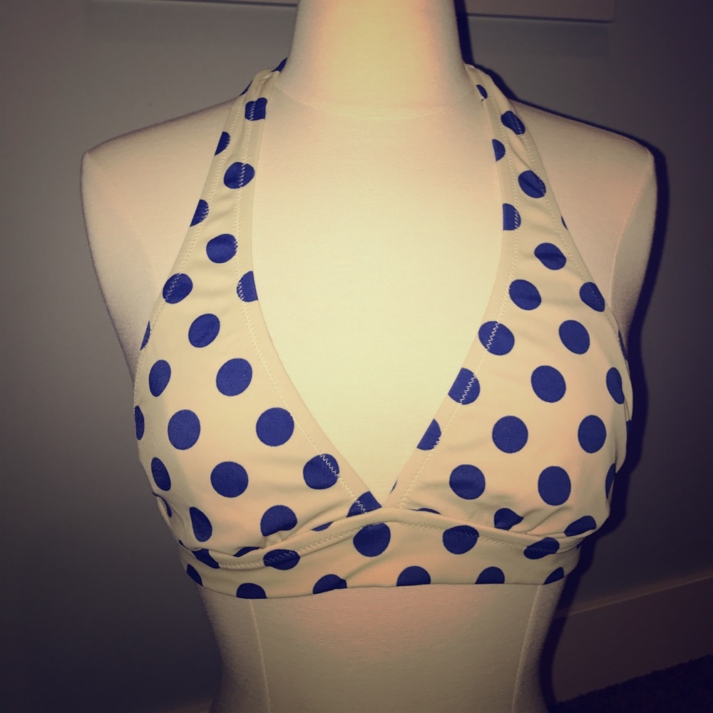 NWOT J.Crew Polka Dot Bikini Halter Top