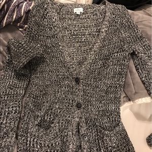 Black and white American eagle cardigan sweater