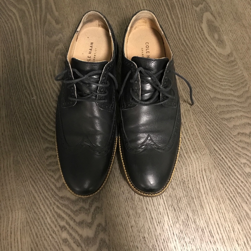 Cole Haan Black Leather Grand.Os Oxford Shoe