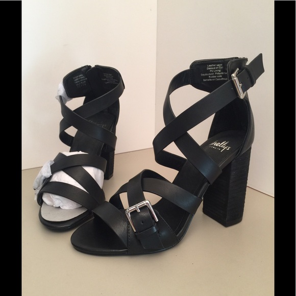 Shellys London Stacked Heel Sandals - Picture 1 of 4