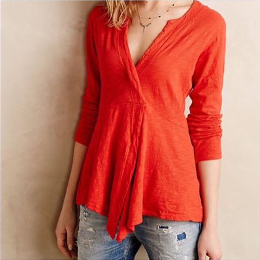 Anthropologie Left of Center Orange Top