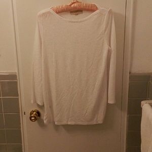 Loft Long Sleeve White Boat Neck T Shirt