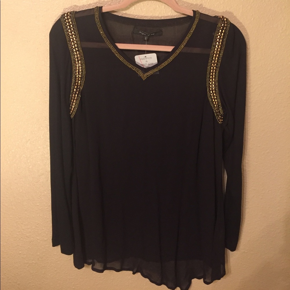 Black asymmetrical Harper & Harlow beaded top
