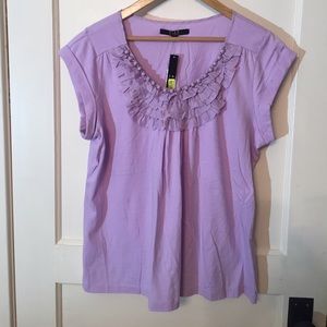 Lavender ruffled pullover shirt