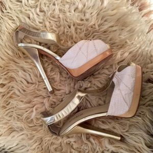 BEBE GOLD/WHITE HEELS