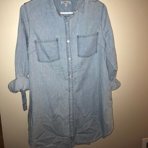 Light denim button down top