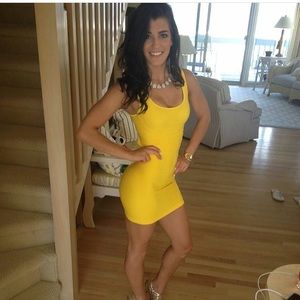 Bandaid style short yellow cut out back dress