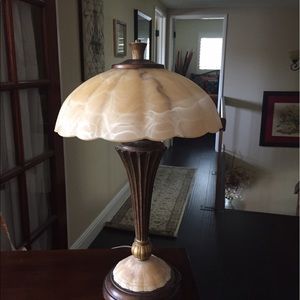 Bronze and glass side lamp