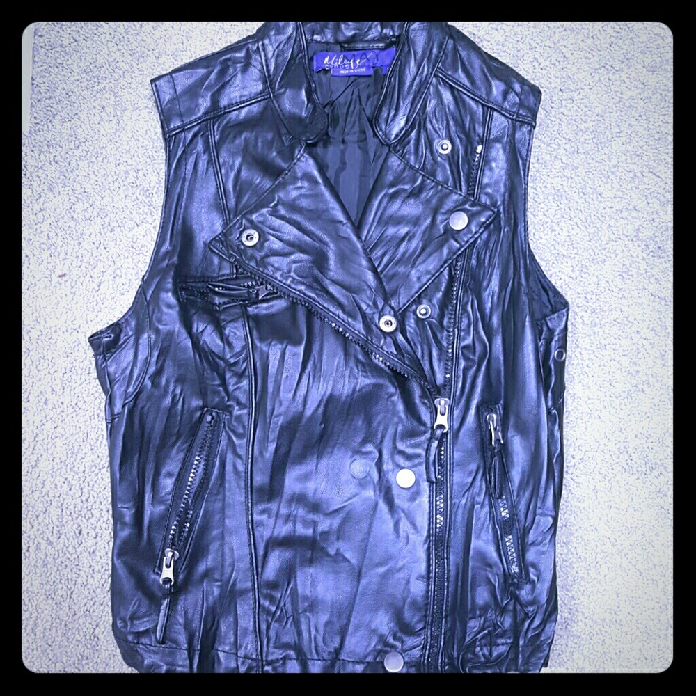 Faux Leather Crinkled look Vest