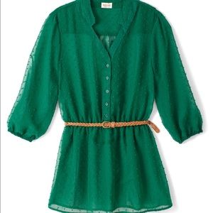 Mossimo emerald green swiss dot belted tunic