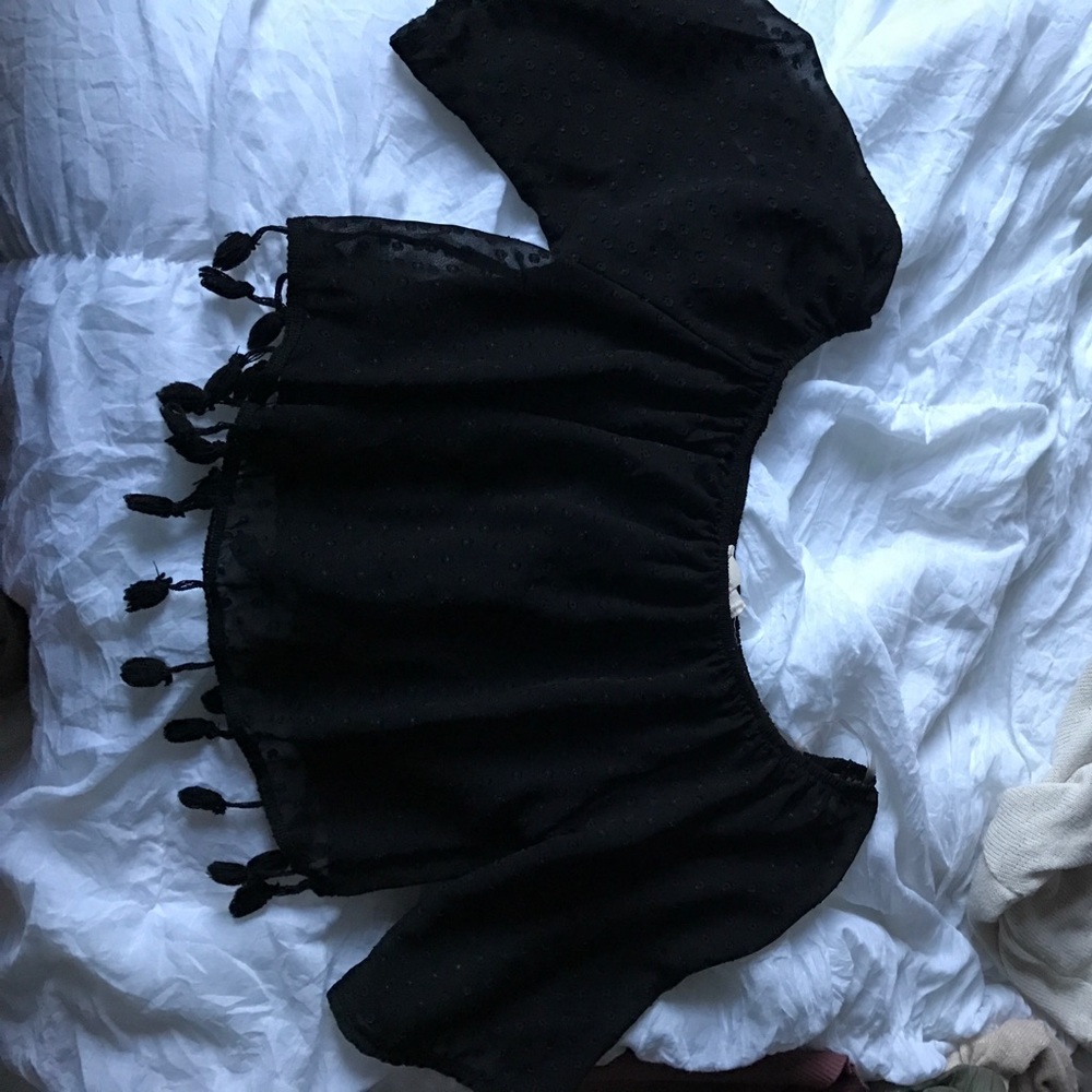 Black Polka dot Crop Top