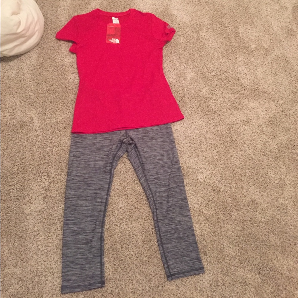 Yoga pants and brand new NorthFace t-shirt bundle