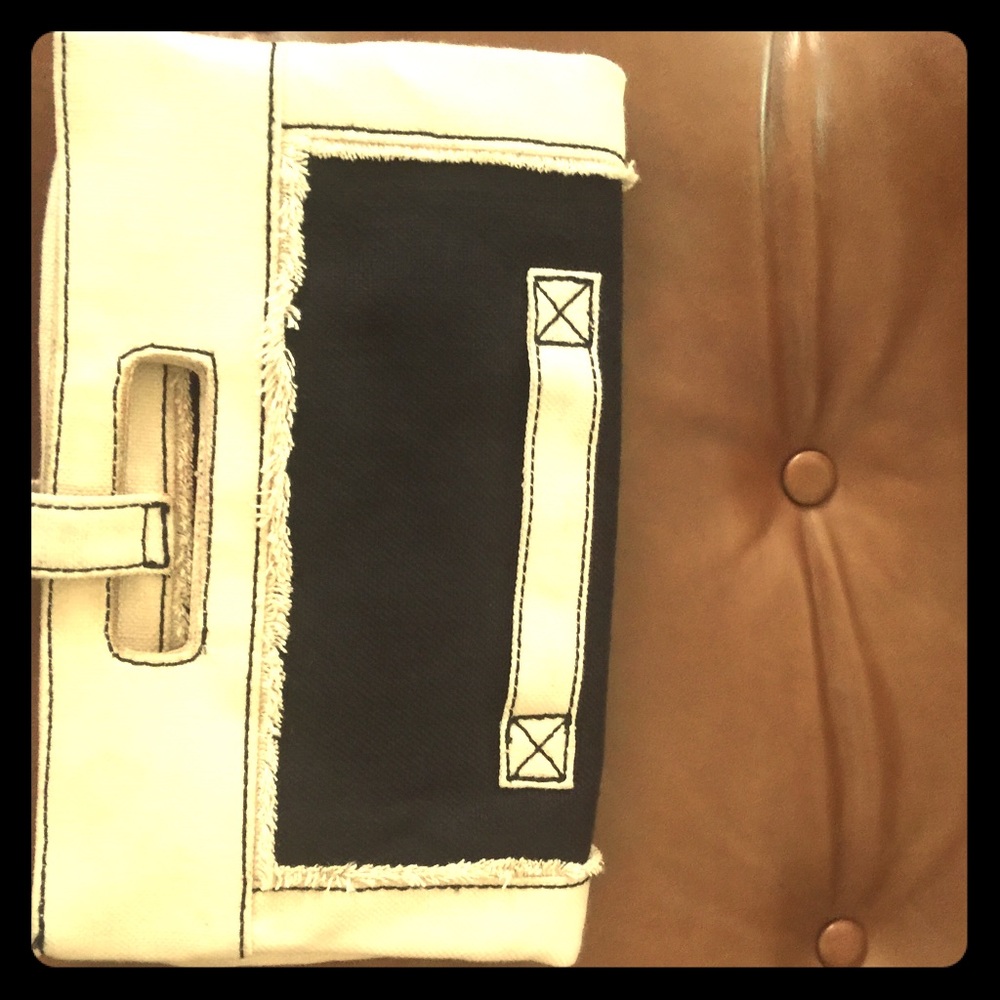 Hemptress hemp creme and black fold  over clutch