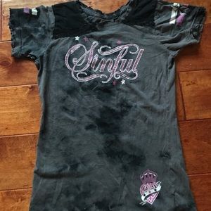 Sinful corset printed back baby doll tshirt