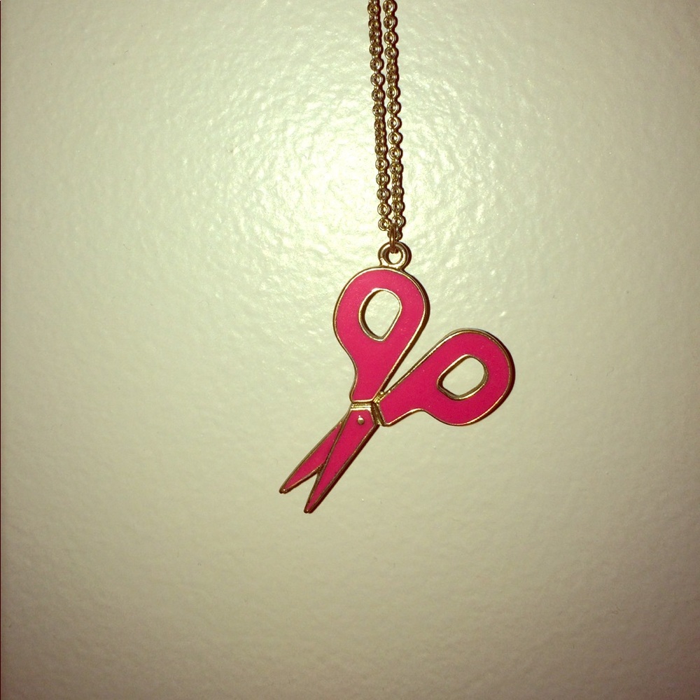 FOREVER 21 LONG PINK SCISSOR NECKLACE