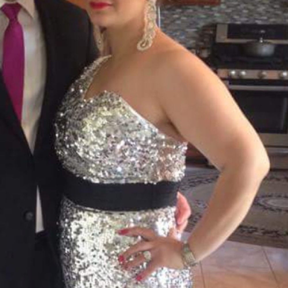 Silver prom gown dress