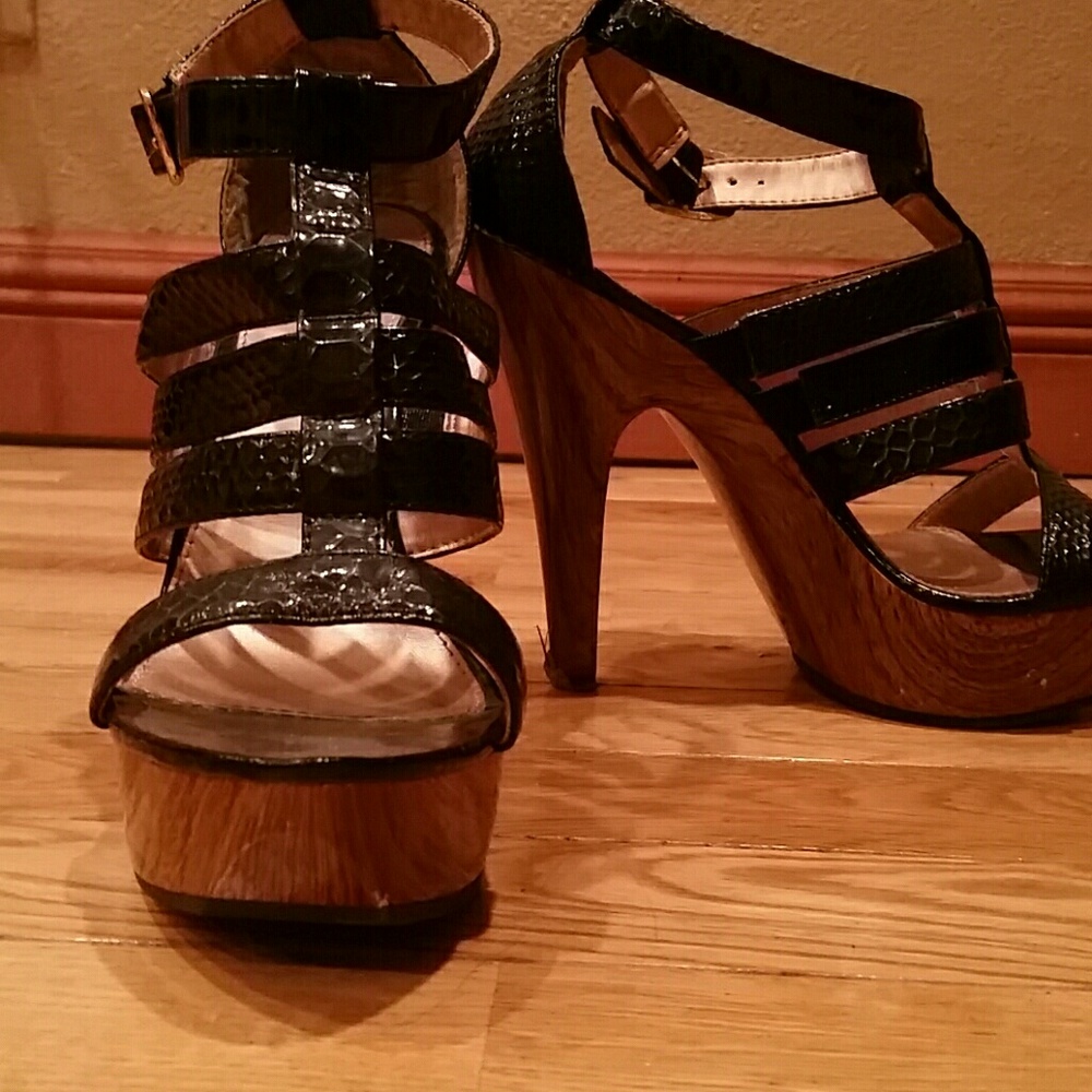 Black strappy heels