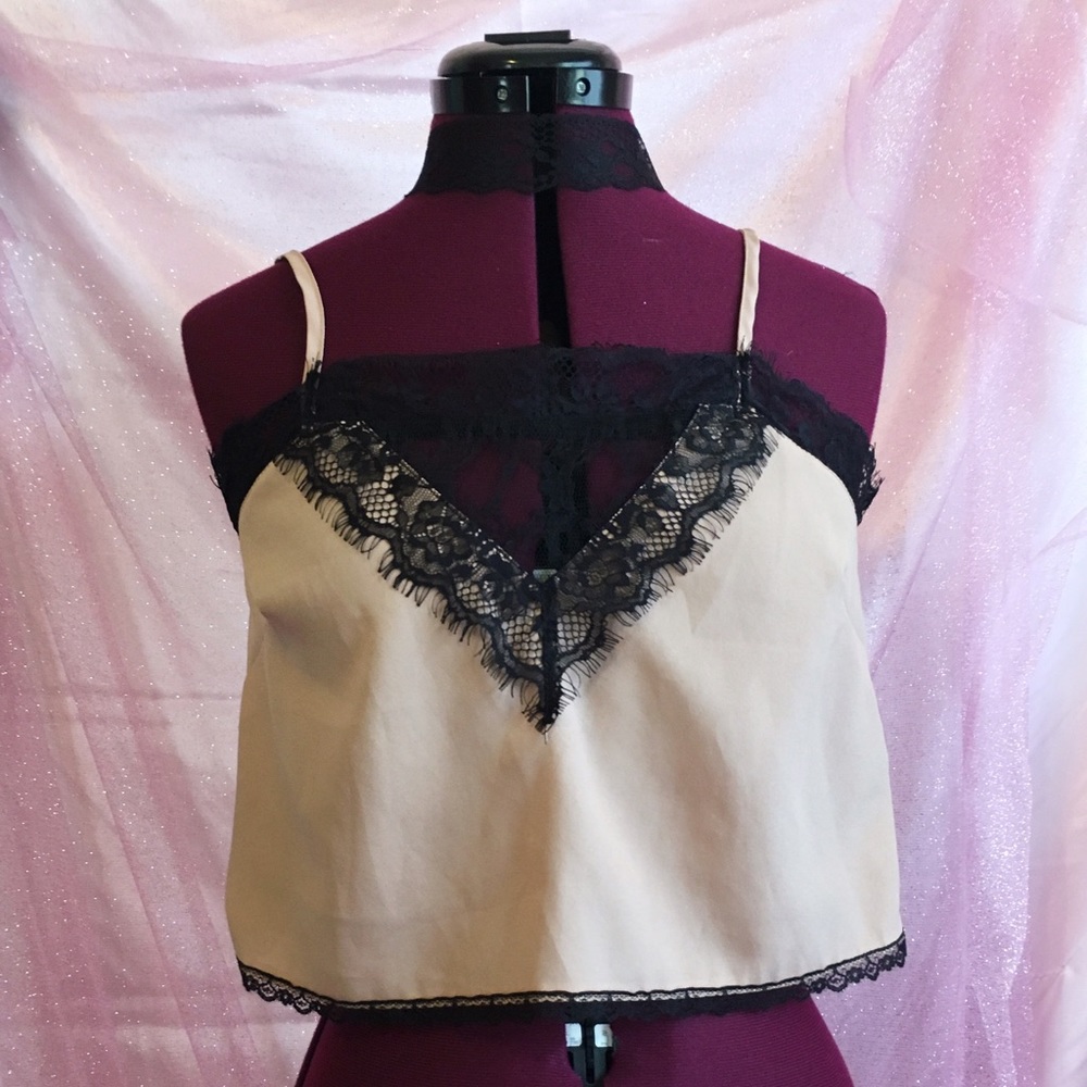 Anthropologie Pins And Needles Lace Crop Top