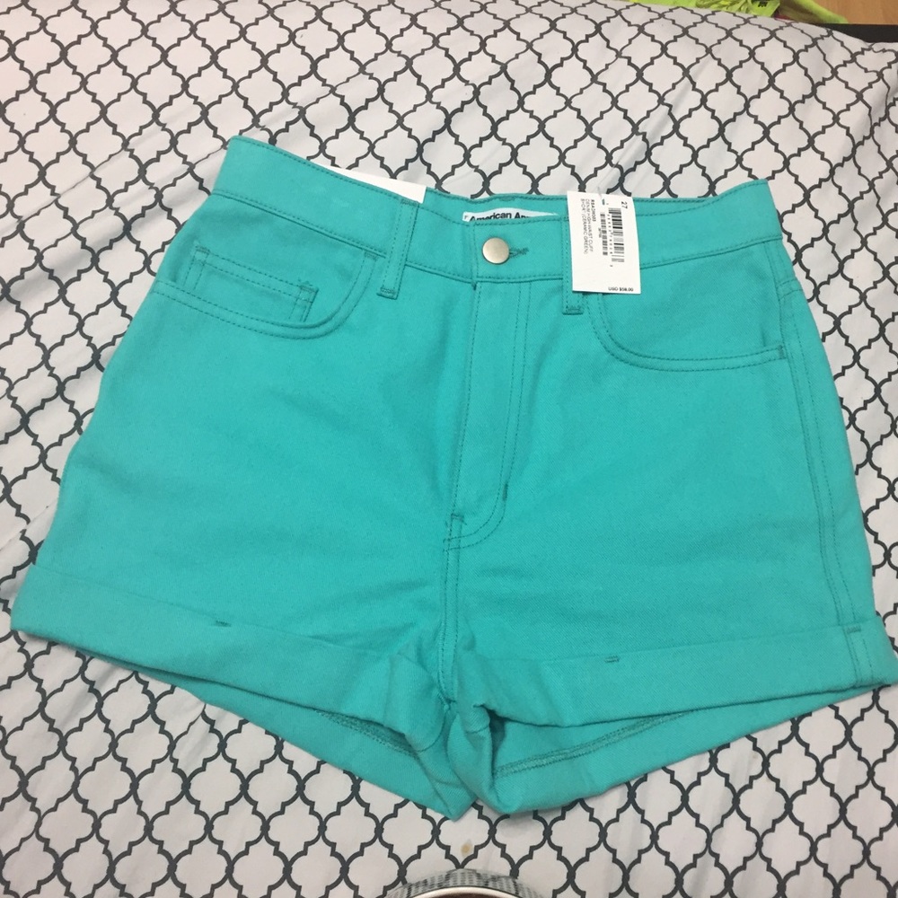 AA teal high waisted shorts