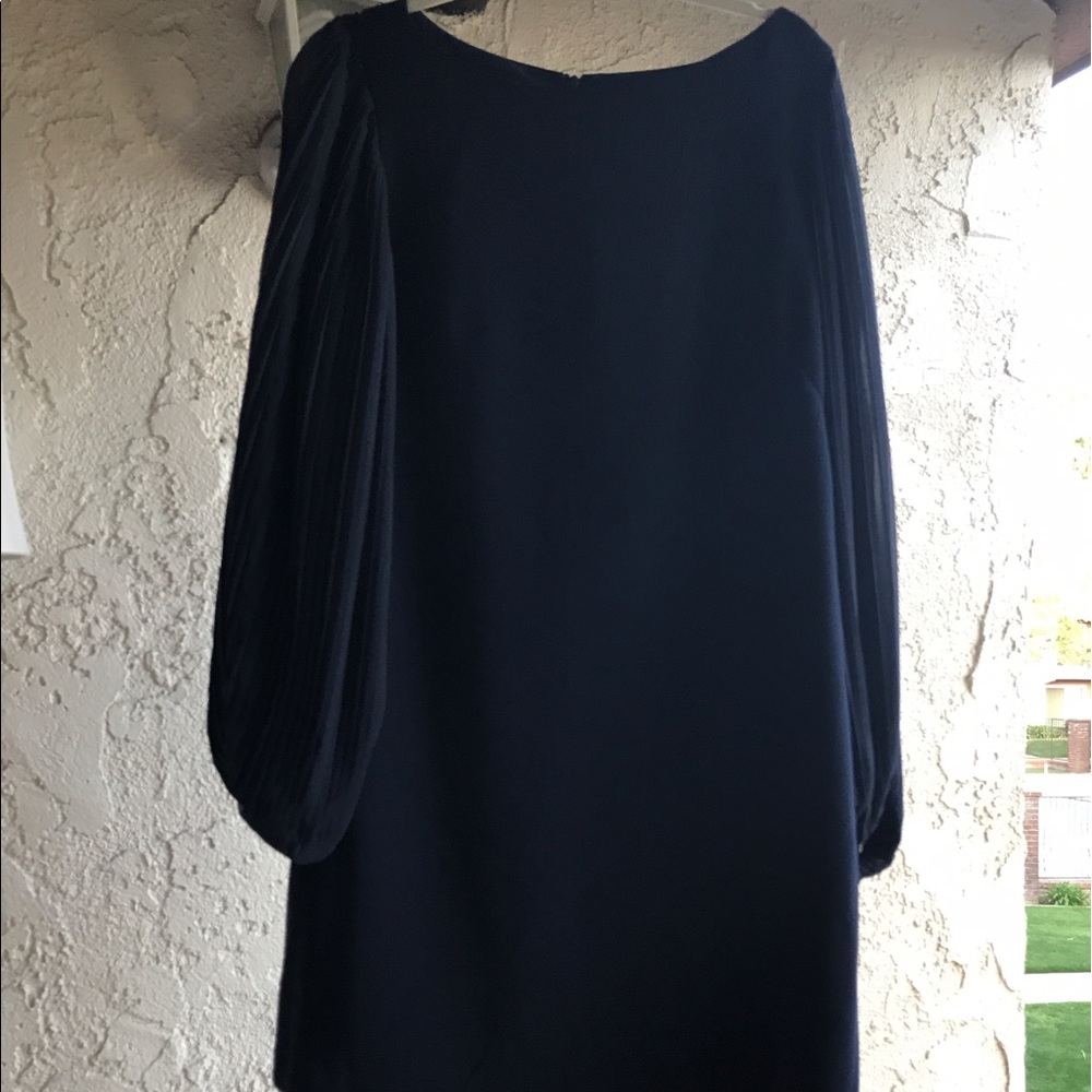 Navy see through sleeve White House Black Market