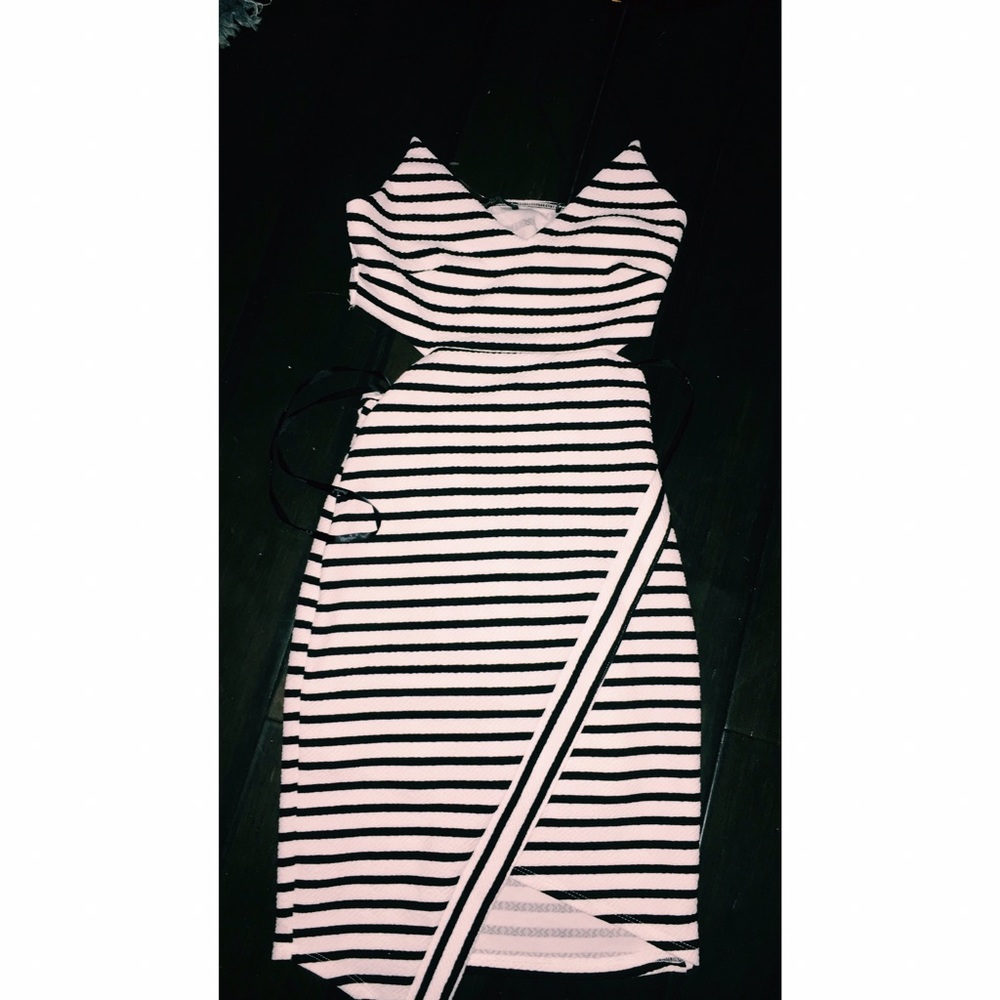 Black & white cut out dress.