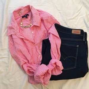 Gap pink gingham shirt
