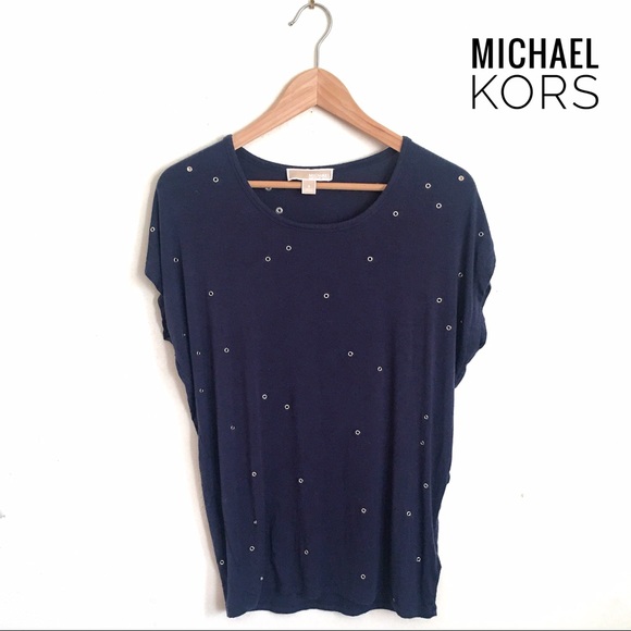 Michael Kors Navy Grommet Top - Picture 2 of 6