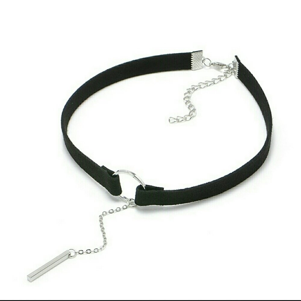 Silver Bar & ring Choker, Sexy!