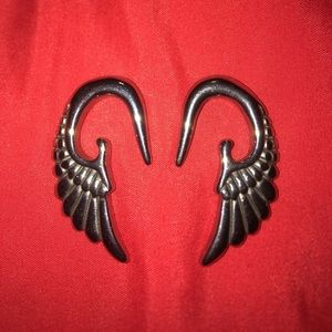 Sterling Silver Size 2G Ear Angel Wing Hangers