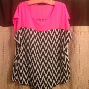 Dressy chiffon chevron pattern top