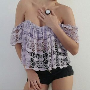 Stone Cold Fox Knock-Off Shoulder Lace Top