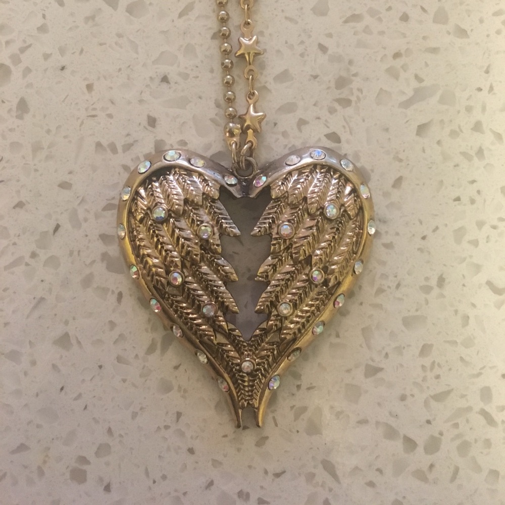 Betsey Johnson Heart Wings Necklace