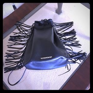Victoria Secret Black Fringe Back Pack