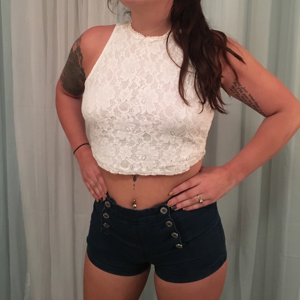 Rolla Coster white lace crop top