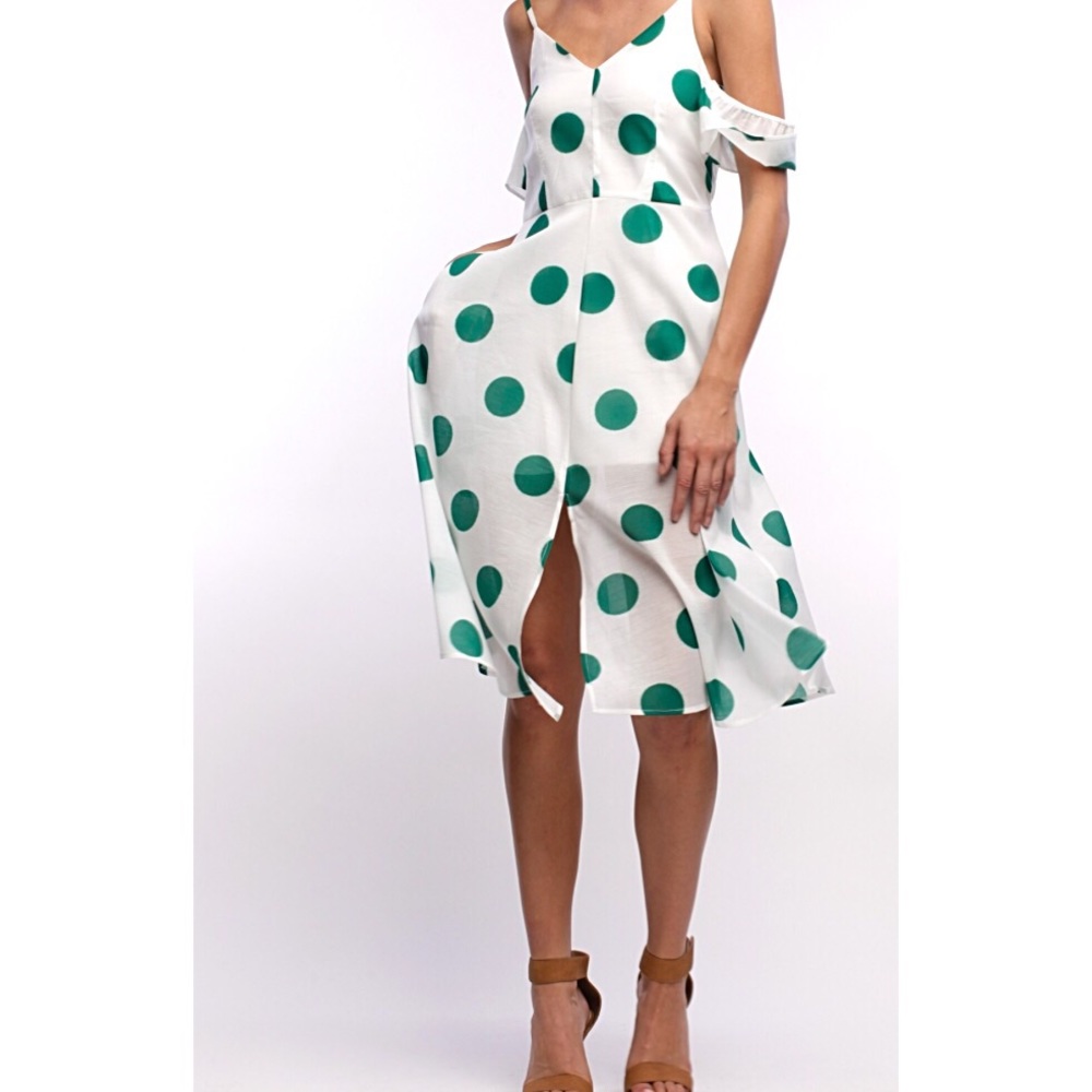 Line + Dot green and white winged dress