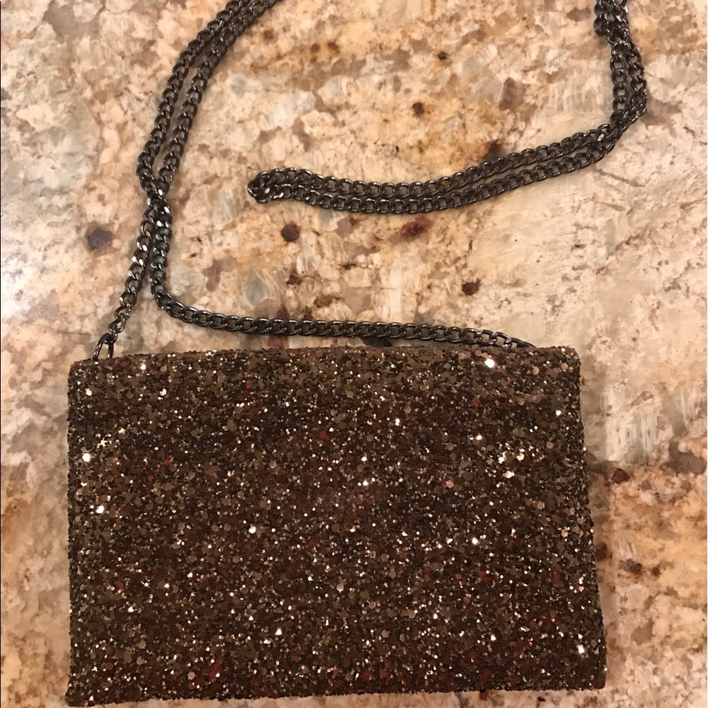 Jcrew copper sparkle purse.