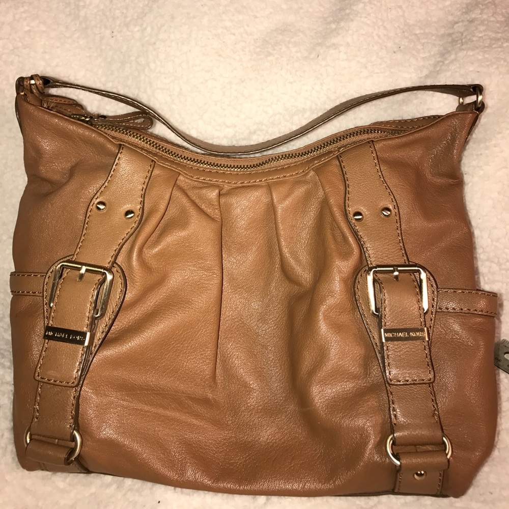USED Michael Kors tan leather hobo bag