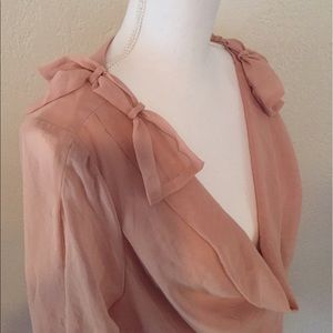 "Studio Y" Blush Blouse with Sleeve Openings, Bows
